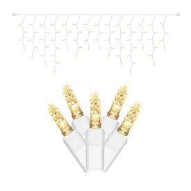 70-Count Warm White Twinkle M5 Icicle LED Christmas Light Strand on 9' White Wire