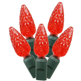 100-Count Red C6 LED Christmas Light Strand on 34' Green Wire