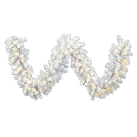 9' x 12" Pre-Lit Crystal White Spruce Artificial Christmas Garland with 50 Warm White LED Lights