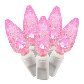50-Count Pink C6 LED Christmas Light Strand on 25' White Wire