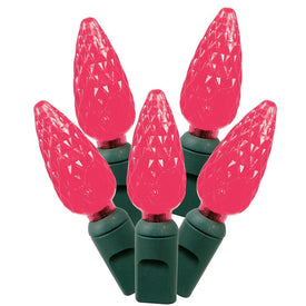 100-Count Magenta C6 LED Christmas Light Strand on 34' Green Wire
