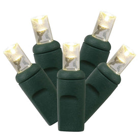 Vickerman 100 Warm White Wide Angle LED Light on Green Wire, 50' Christmas Single Mold Light Strand
