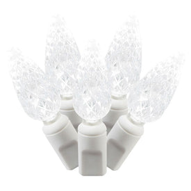 100-Count Pure White C6 LED Christmas Light Strand on 34' White Wire