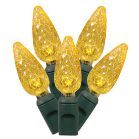 100-Count Yellow C6 LED Christmas Light Strand on 34' Green Wire