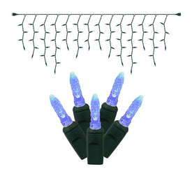 70-Count Blue Twinkle M5 Icicle LED Christmas Light Strand on 9' Green Wire