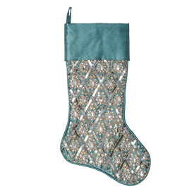 20" Turquoise Sequin Pattern Stocking