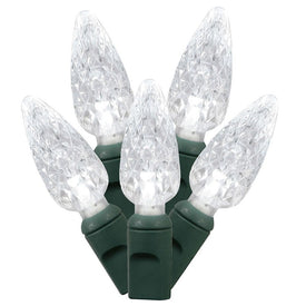 100-Count Pure White C6 LED Christmas Light Strand on 34' Green Wire