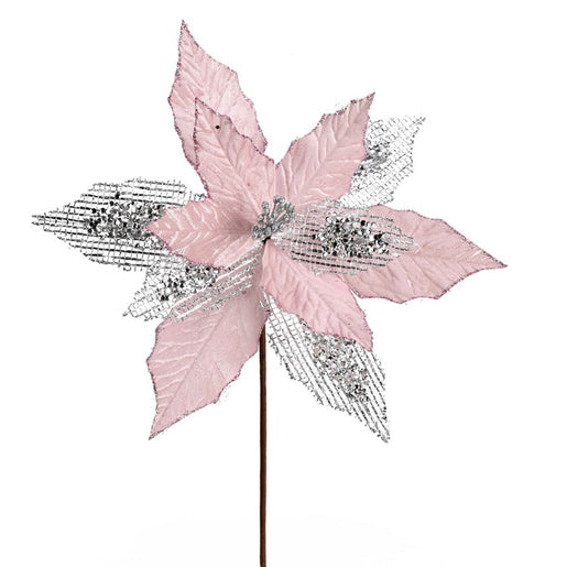 23" x 13" Pink Poinsettia Mesh Glitter Sprays 6 Per Bag