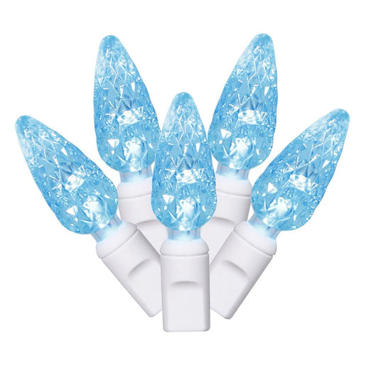 100-Count Teal C6 LED Christmas Light Strand on 34' White Wire