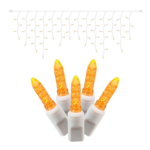 70-Count Orange Twinkle M5 Icicle LED Christmas Light Strand on 9' White Wire