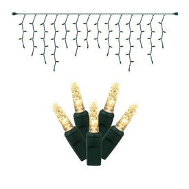70-Count Warm White M5 Icicle LED Christmas Light Strand on 9' Green Wire