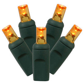 100-Count Orange Wide-Angle LED Christmas Light Strand on 50' Green Wire