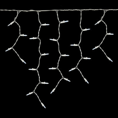 70-Count Cool White Twinkle M5 Icicle LED Christmas Light Strand on 9' White Wire