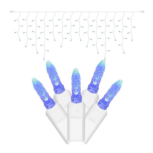 70-Count Blue Twinkle M5 Icicle LED Christmas Light Strand on 9' White Wire