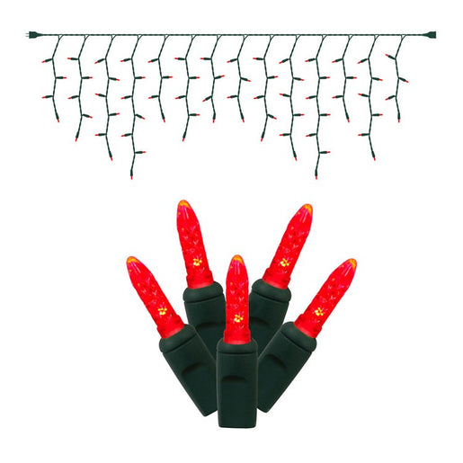 70-Count Red M5 Icicle LED Christmas Light Strand on 9' Green Wire