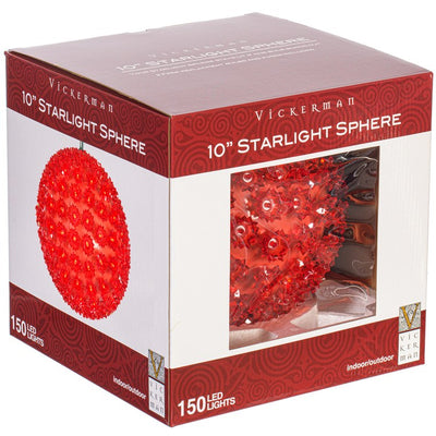 Vickerman 10" Starlight Sphere Christmas Ornament with 150 Red Wide Angle LED Lights