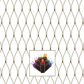 150-Count Multi-Color Wide-Angle LED Net Lights on Brown Wire
