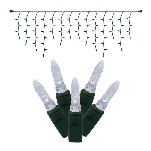 70-Count Cool White M5 Icicle LED Christmas Light Strand on 9' Green Wire