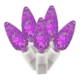 100-Count Purple C6 LED Christmas Light Strand on 34' White Wire