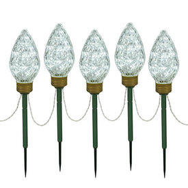 100-Light 10-Foot 8.5" Cool White C9 Faceted LED Light Stakes