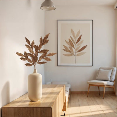 22" Copper Glitter Bay Leaf Artificial Sprays 12 Per Bag