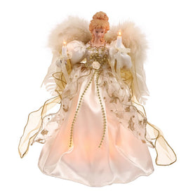 12" Lighted White and Gold Angel Christmas Tree Topper