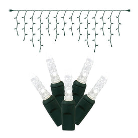 70-Count Pure White M5 Icicle LED Christmas Light Strand on 9' Green Wire