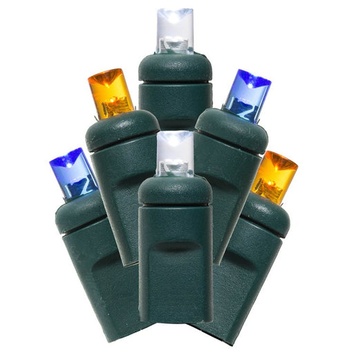 70-Count Blue/Pure White/Orange Wide-Angle LED Christmas Light Strand on 35' Green Wire