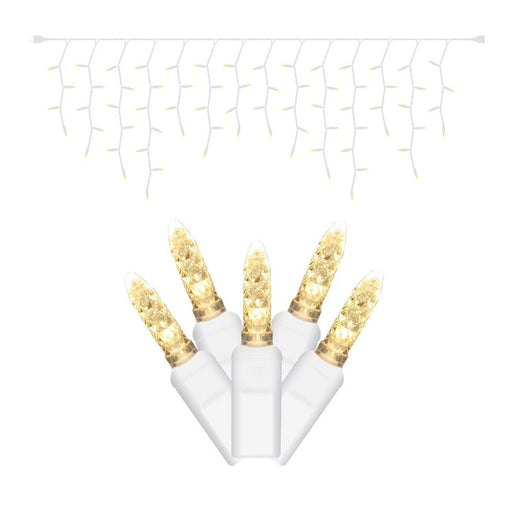 70-Count Warm White M5 Icicle LED Christmas Light Strand on 9' White Wire