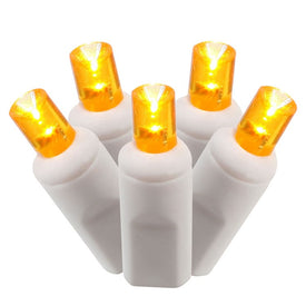 100-Count Orange Wide-Angle LED Christmas Light Strand on 50' White Wire