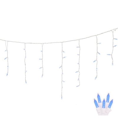 70-Count Blue M5 Icicle LED Christmas Light Strand on 9' White Wire