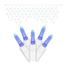 70-Count Blue M5 Icicle LED Christmas Light Strand on 9' White Wire