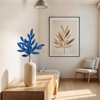 22" Blue Glitter Bay Leaf Artificial Christmas Sprays 12 Per Bag