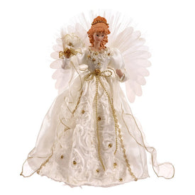 18" Lighted White and Gold Angel Christmas Tree Topper