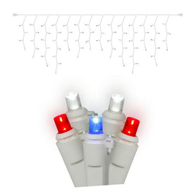 70-Count Red/White/Blue Wide-Angle Icicle LED Christmas Light Strand on 9' White Wire