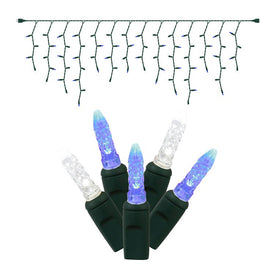 70-Count Blue/Pure White Icicle M5 LED Christmas Light Strand on 9' Green Wire