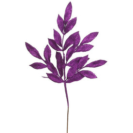 22" Purple Glitter Bay Leaf Artificial Christmas Sprays 12 Per Bag