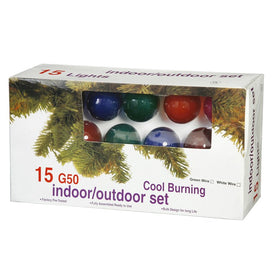 15-Count Multi-Color G50 Light Christmas Light Strand on 10' Green Wire