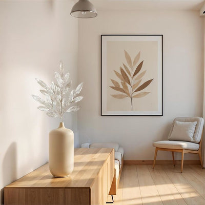 22" Champagne Glitter Bay Leaf Artificial Christmas Sprays 12 Per Bag