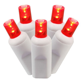 100-Count Red Wide-Angle LED Christmas Light Strand on 34' White Wire