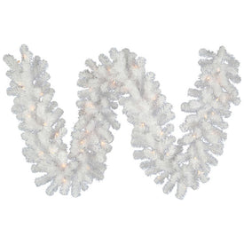 9' x 16" Pre-Lit Crystal White Spruce Artificial Christmas Garland with 100 Warm White LED Lights