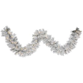 9' x 12" Pre-Lit Flocked Alaskan Pine Artificial Garland with 50 Warm White Dura-Lit LED Lights