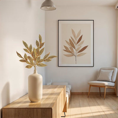 22" Gold Glitter Bay Leaf Artificial Christmas Sprays 12 Per Bag