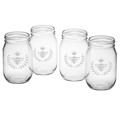 Vintage Bee Drinking Jar Set
