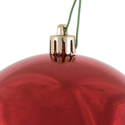 Vickerman 6" Red Shiny Ball Ornament, 4 per Bag