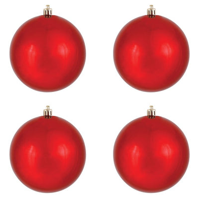 Vickerman 6" Red Shiny Ball Ornament, 4 per Bag