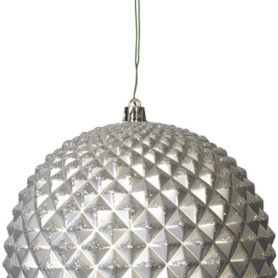 6" Silver Durian Glitter Balls 4 Per Bag