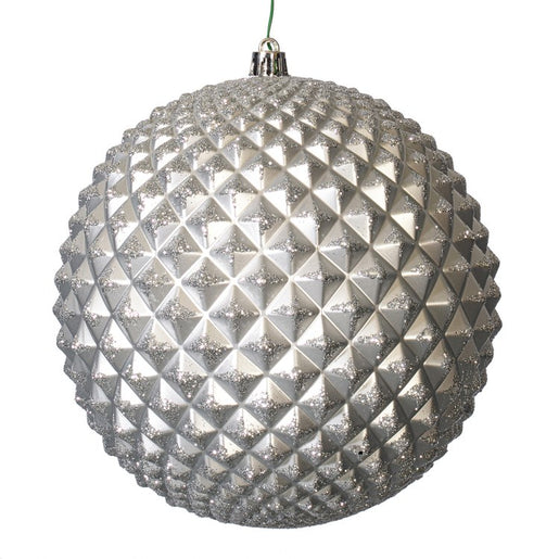 6" Silver Durian Glitter Balls 4 Per Bag