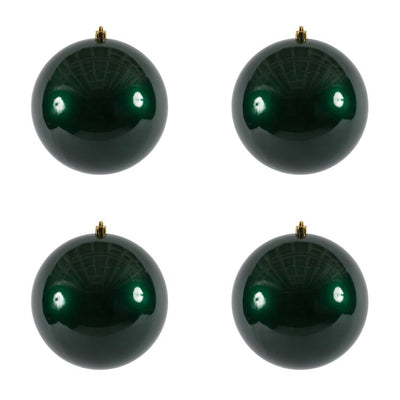 6" Midnight Green Candy Ball Ornaments 4-Pack