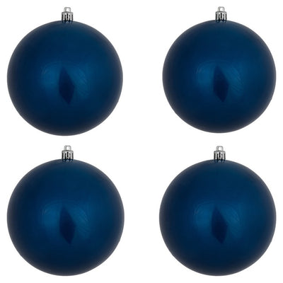 4.75" Blue Candy Ball Ornaments 4-Pack